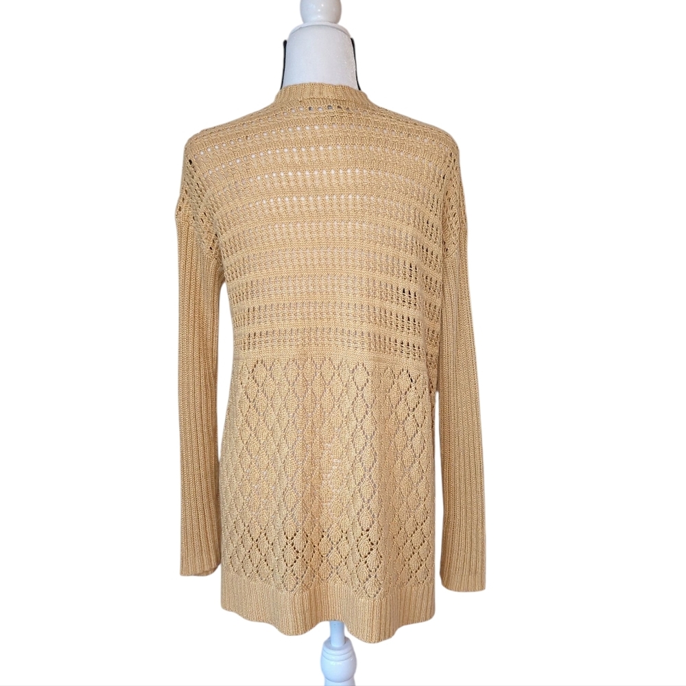 Marled Reunited Clothing Acrylic Longline Open Cardigan Sweater MEDIUM Yellow - Picture 6 of 15